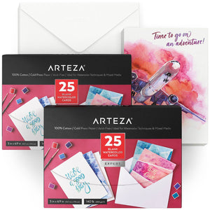 Expert Watercolor Cards & Envelopes, 100% Cotton, 5