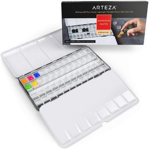 48 Empty Half-Pans in Tin, Watercolor Palette Set