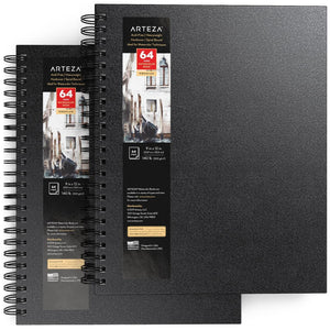 Watercolor Book, Spiral-Bound Hardcover, Black, 9