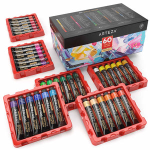 Pack of 60 Acrylic Paint 22ml Tubes