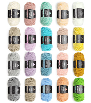 100% Acrylic Yarn, Worsted, Light Colors - Mini Pack of 20