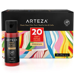 Craft Acrylic Paint, Classic Colors, 2oz Bottles - Set of 20