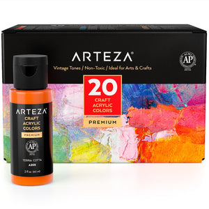 Craft Acrylic Paint, Vintage Colors, 2oz Bottles - Set of 20