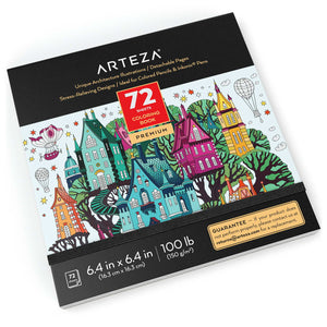 Coloring Book, Architecture Illustrations, 72 sheets