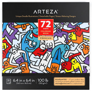 Coloring Book Doodle Illustrations Gray Outlines 72 sheets