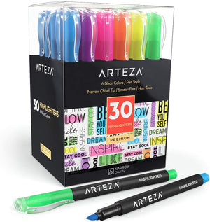 Highlighters, Neon, Narrow Chisel Tips - Set of 30