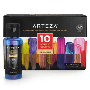 Craft Acrylic Paint, Iridescent, 2oz Bottles - Set of 10