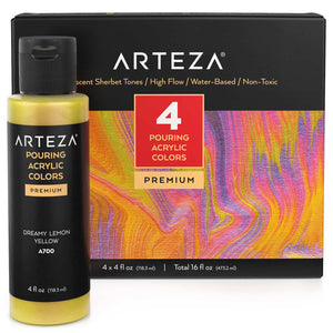 Pouring Acrylic Paints, Iridescent Sherbet Tones, 4oz Bottles - Set of 4