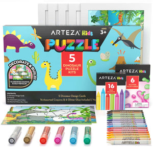 Kids Jigsaw Puzzle Set, Dinosaurs - 5 Puzzle Kits