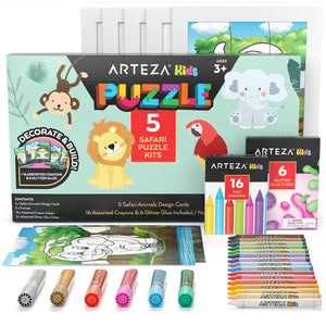 Kids Jigsaw Puzzle Set, Safari - 5 Puzzle Kits