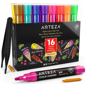 Liquid Chalk Markers, Bright Colors - Set of 16