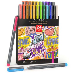 Felt Brush Pens, Basic Colors - Set of 24