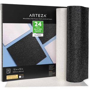 Glitter Paper, Black & White, 12