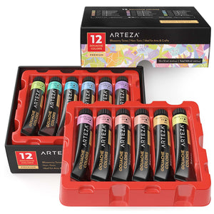 Gouache Paint, Blossomy Pastels, 0.4 fl oz Tubes - Set of 12