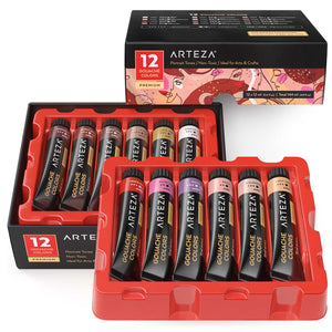 Gouache Paint, Portrait Tones, 12ml Tubes - Set of 12
