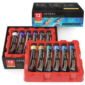 Gouache Paint, Sea Tones, 12ml Tubes - Set of 12