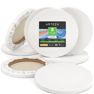 Round Stretched Canvas, 10” Diameter - Pack of 8