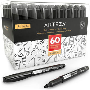 Permanent Marker, Black, Fine Tip - Set of 60