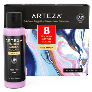 Pouring Acrylic Paint, Pastels, 4oz Bottles - Set of 8