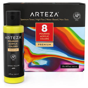 Pouring Acrylic Paint, Rainbow Spectrum Tones, 4oz Bottles - Set of 8