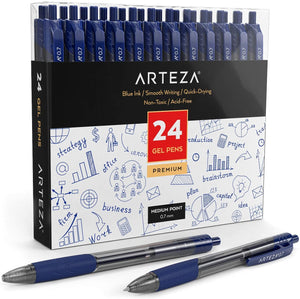 Retractable Gel Ink Pens, Blue - 24 Pack