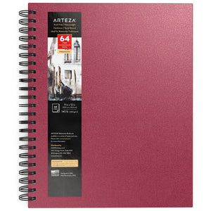 Watercolor Book, Spiral-Bound Hardcover, Pink, 9