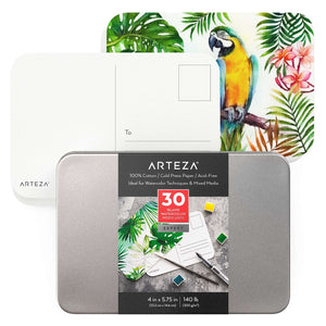 Expert Watercolor Postcards, 100% Cotton, 4