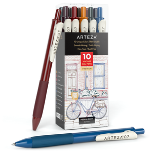 Retractable Gel Ink Pens, Vintage Colors - Set of 10