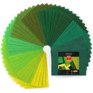 Stiff & Soft Felt Sheets, Green Tones - Set of 50 Sheets