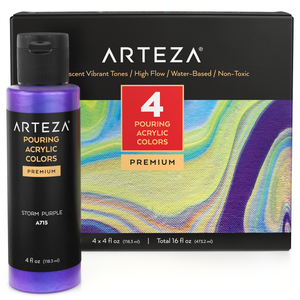 Pouring Acrylic Paint, Iridescent Vibrant Tones, 4oz Bottles - Set of 4