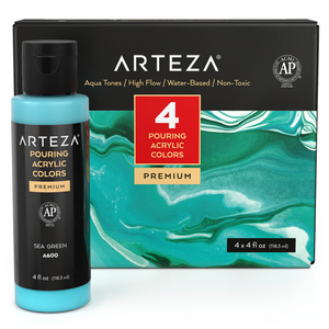Pouring Acrylic Paint, Aqua Tones, 4oz Bottles - Set of 4