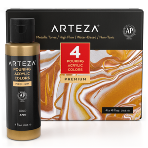 Pouring Acrylic Paint, Metallic, 4oz Bottles - Set of 4
