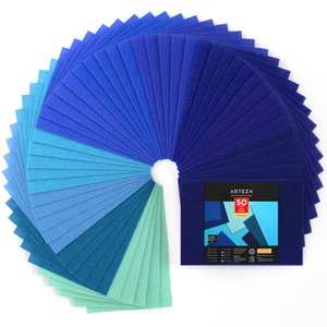 Stiff & Soft Felt Fabric, Blue Tones - Set of 50 Sheets