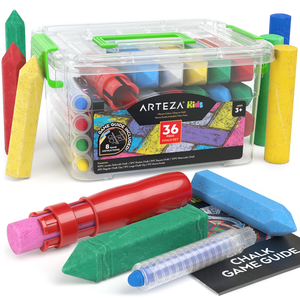 Kids Ultimate Sidewalk Chalk Set, Green Handle - 37 Pieces